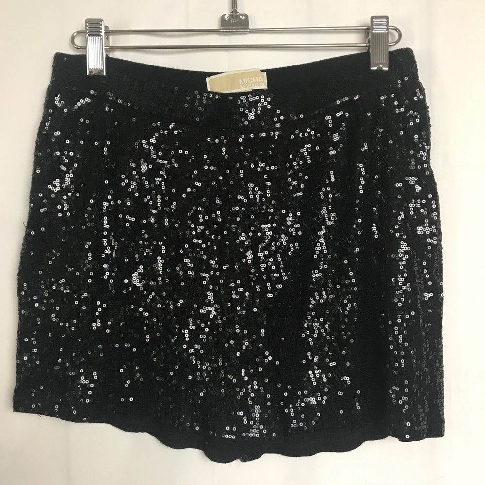 Michael Kors Sequin Shorts XS Black Pull On Q1P